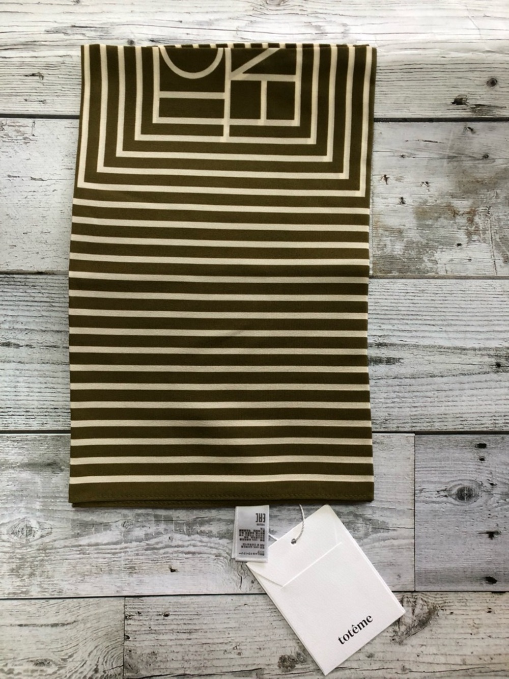 Toteme Olive and Cream Striped Square Scarf - Picture 4 of 7